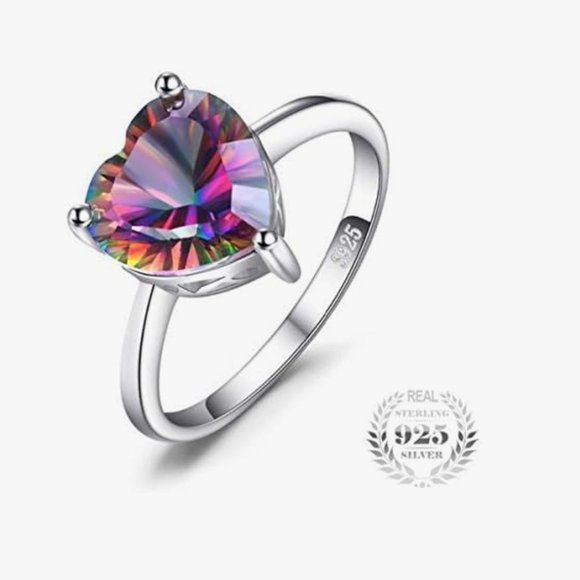 925 Mystic Topaz Heart Ring - Picture 3 of 6